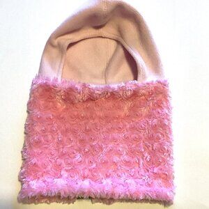 Turtle Fur Girls Kids Pink Fleece Rosette Balaclava Hat Neck Warmer Winter Warm